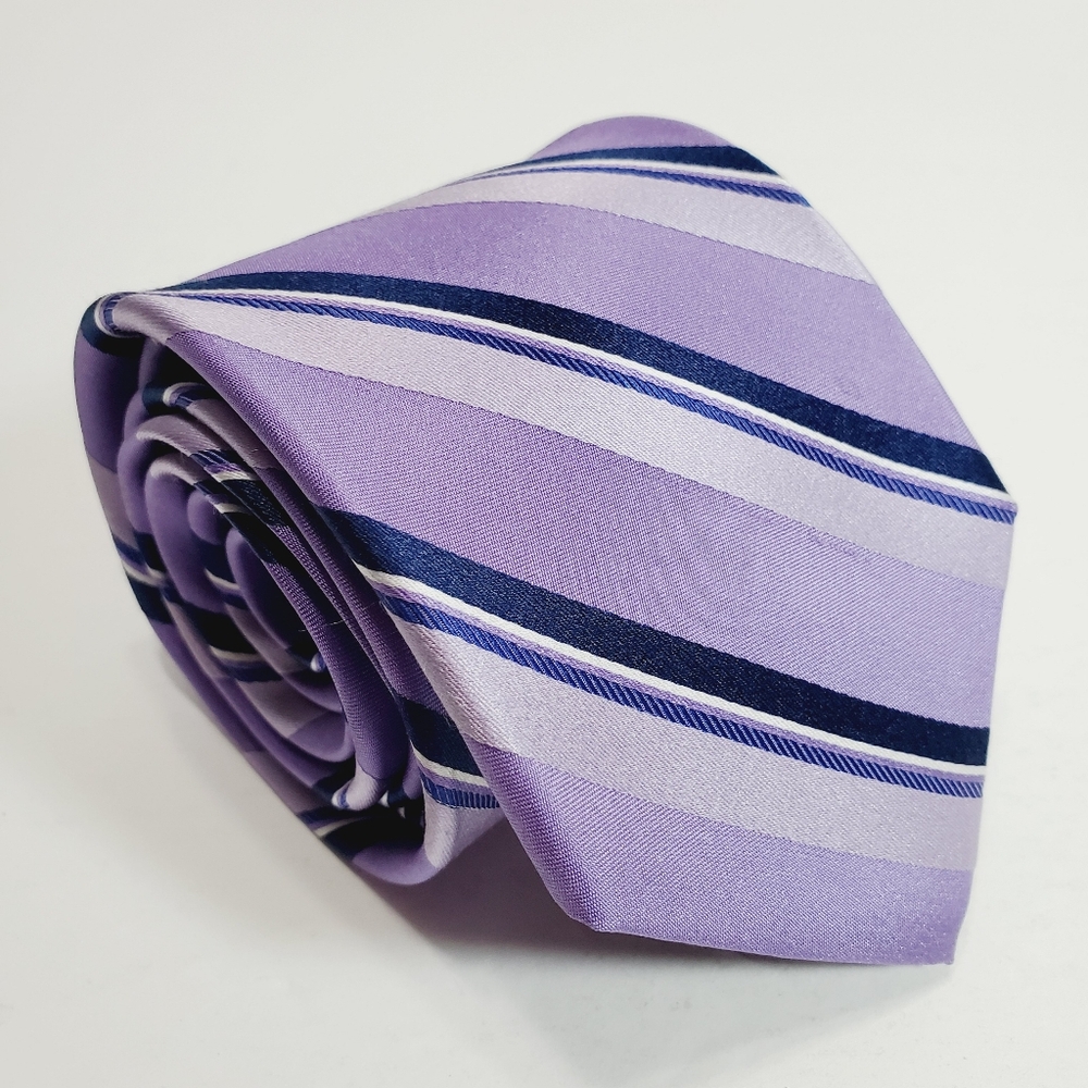Alara Purple Stripe Men's Designer Silk Necktie Textured Jacquard Fabric